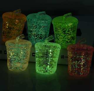 9*5cm Glowing Glitter Fidget Squishy Boba Cup